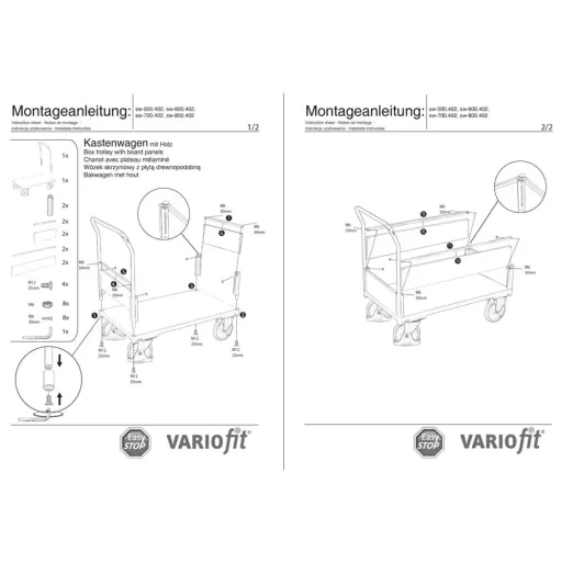 Werkstattwagen, Kasten Bügelwagen Typ L, EasySTOP, 500 kg Traglast