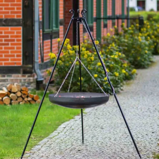 Wok Pfanne 70 cm, Naturstahl, für Dreibein & Feuerstelle
