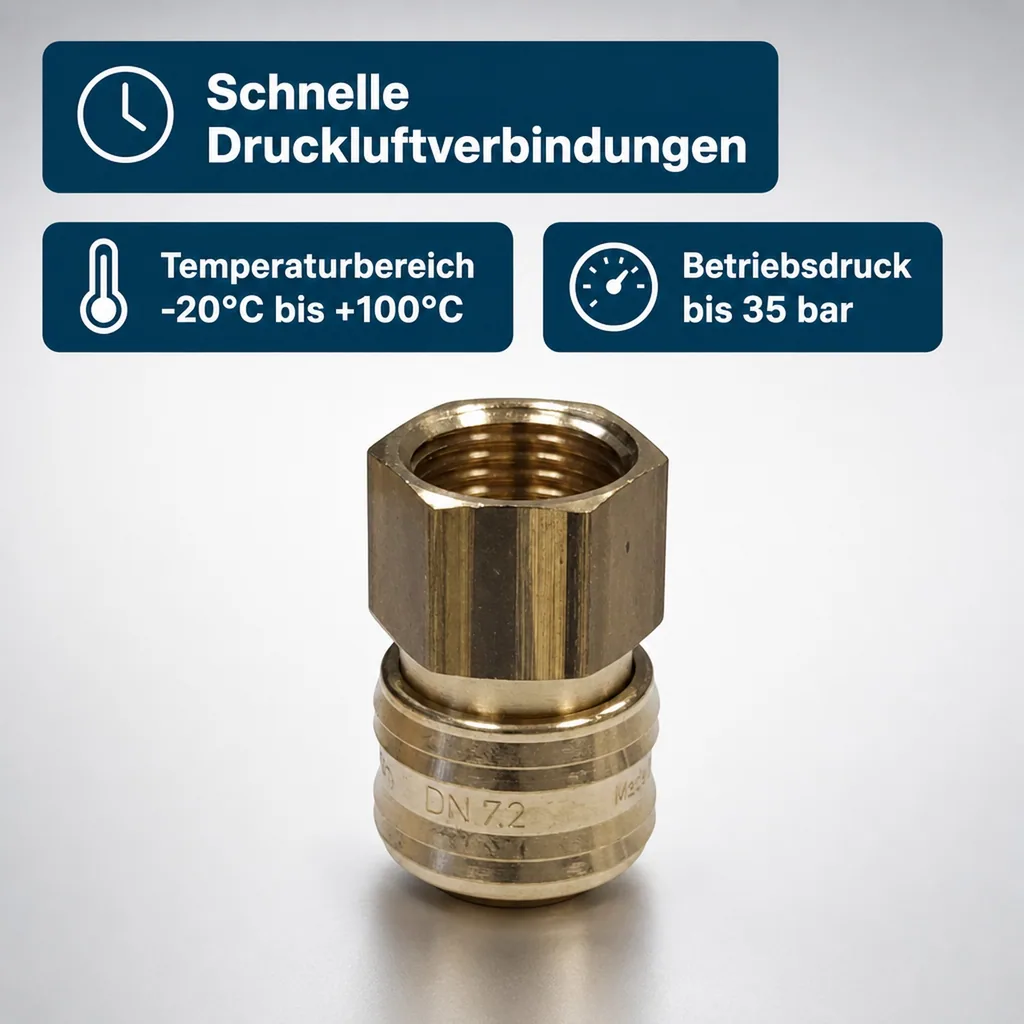 Druckluftkupplung, Kupplungsdose 1/2" Innengewinde, Messing, Standardgröße