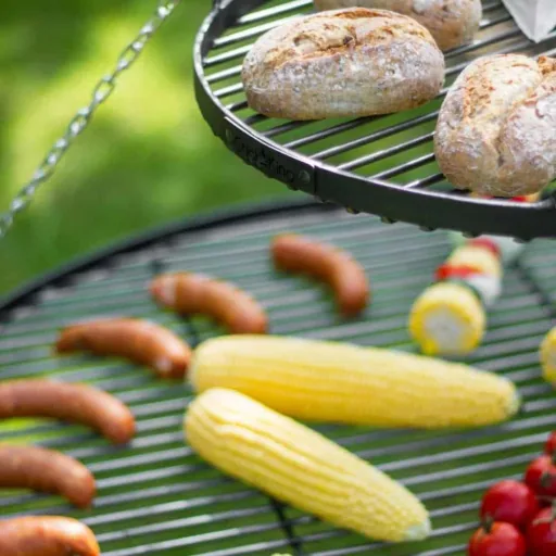 Schwenkgrill mit Dreibein, 180 cm, Edelstahl Grillrost, Doppelrost 70 cm + 40 cm