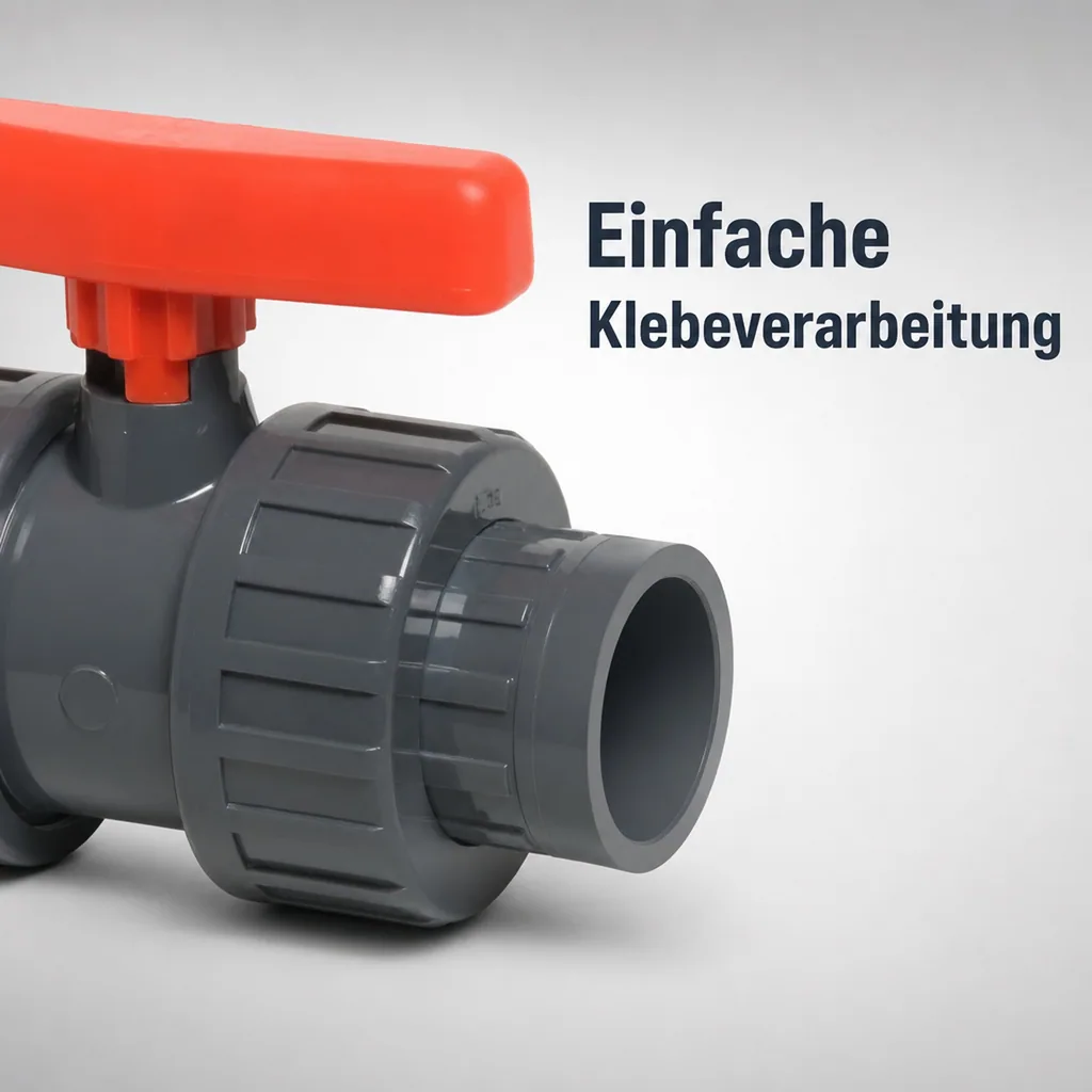 PVC Kugelhahn 32mm, Muffe PN16, Pool, Teich, Aquaristik