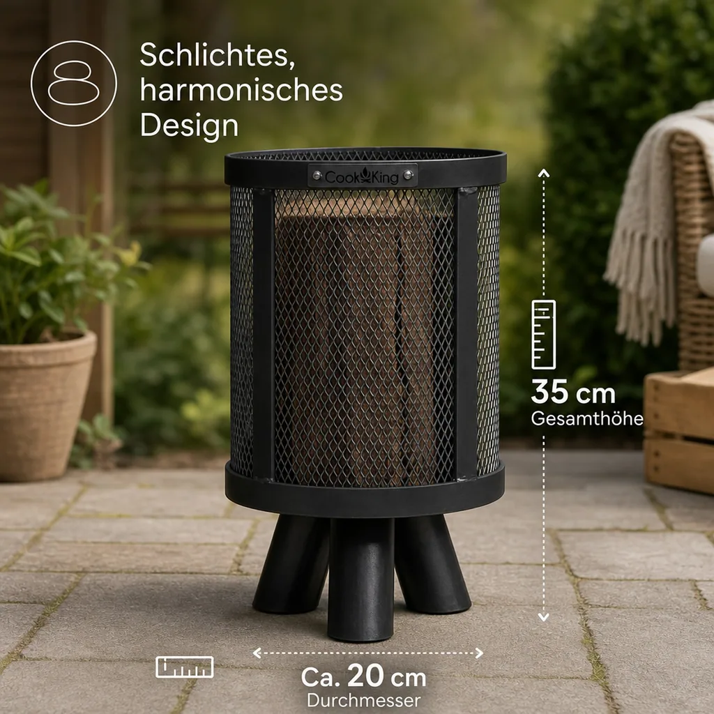 Feuerkorb, für Schwedenfeuer, aus Naturstahl, 3kg, Gartendeko
