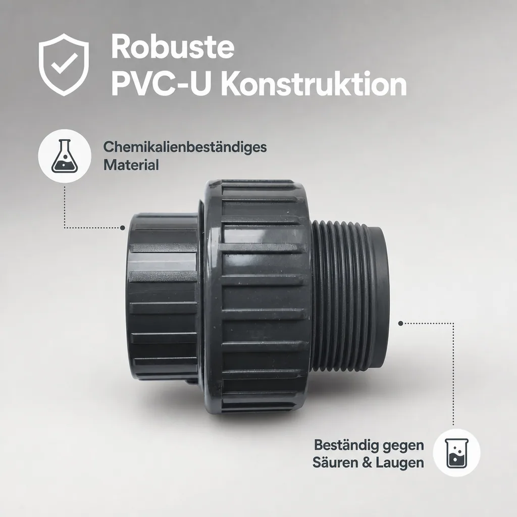 PVC Verschraubung 50mm, Klebemuffe x IG 1 1/2", PVC-U Fitting
