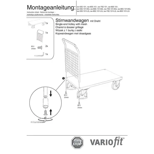 Transportwagen, Drahtgitter Stirnwandwagen 500 kg, EasySTOP, Rollwagen