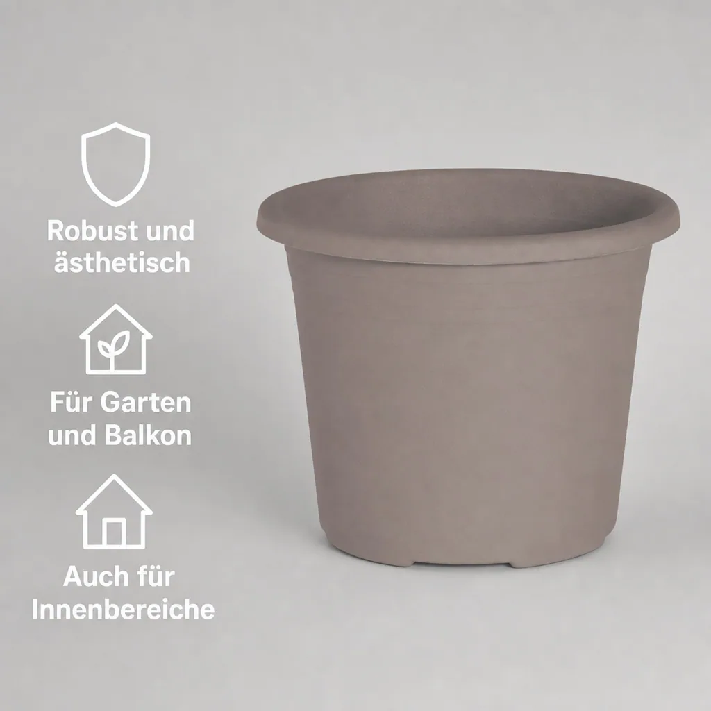 Blumentopf CYLINDRO, 25 cm, 5,5 Liter, taupe
