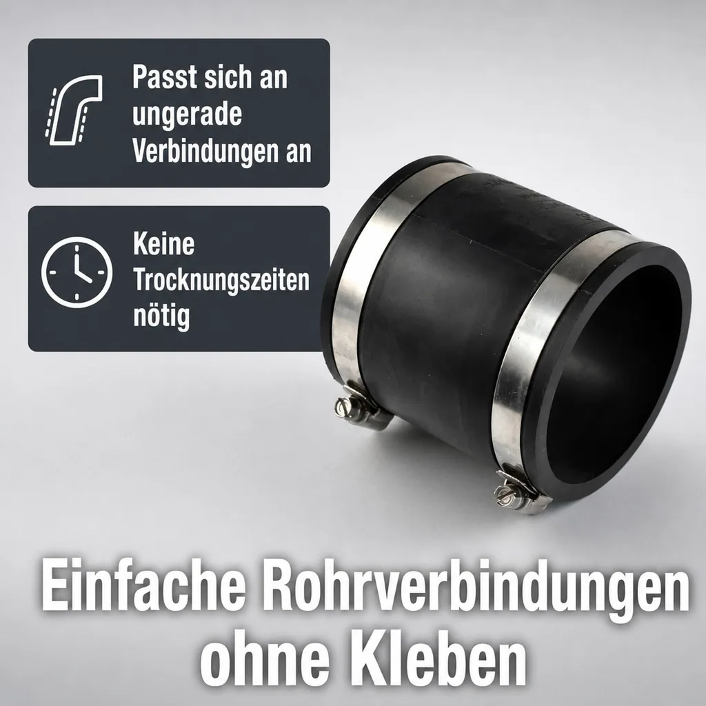 Flexible Kupplung 90mm, PVC Kupplung, Rohrreparatur ohne Kleben