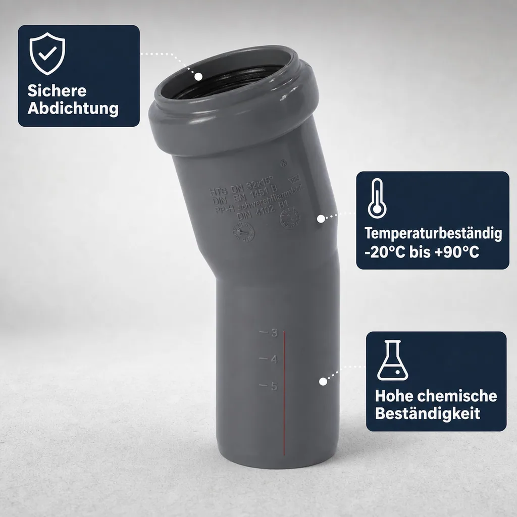 HT Rohr Bogen DN 125, 15 Grad, Abwasserbogen
