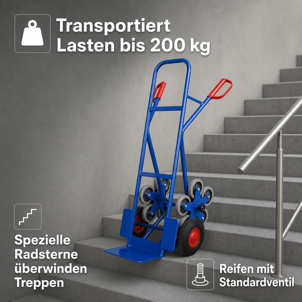Treppenkarre Stahlrohr 200 kg, Treppensteiger Sackkarre