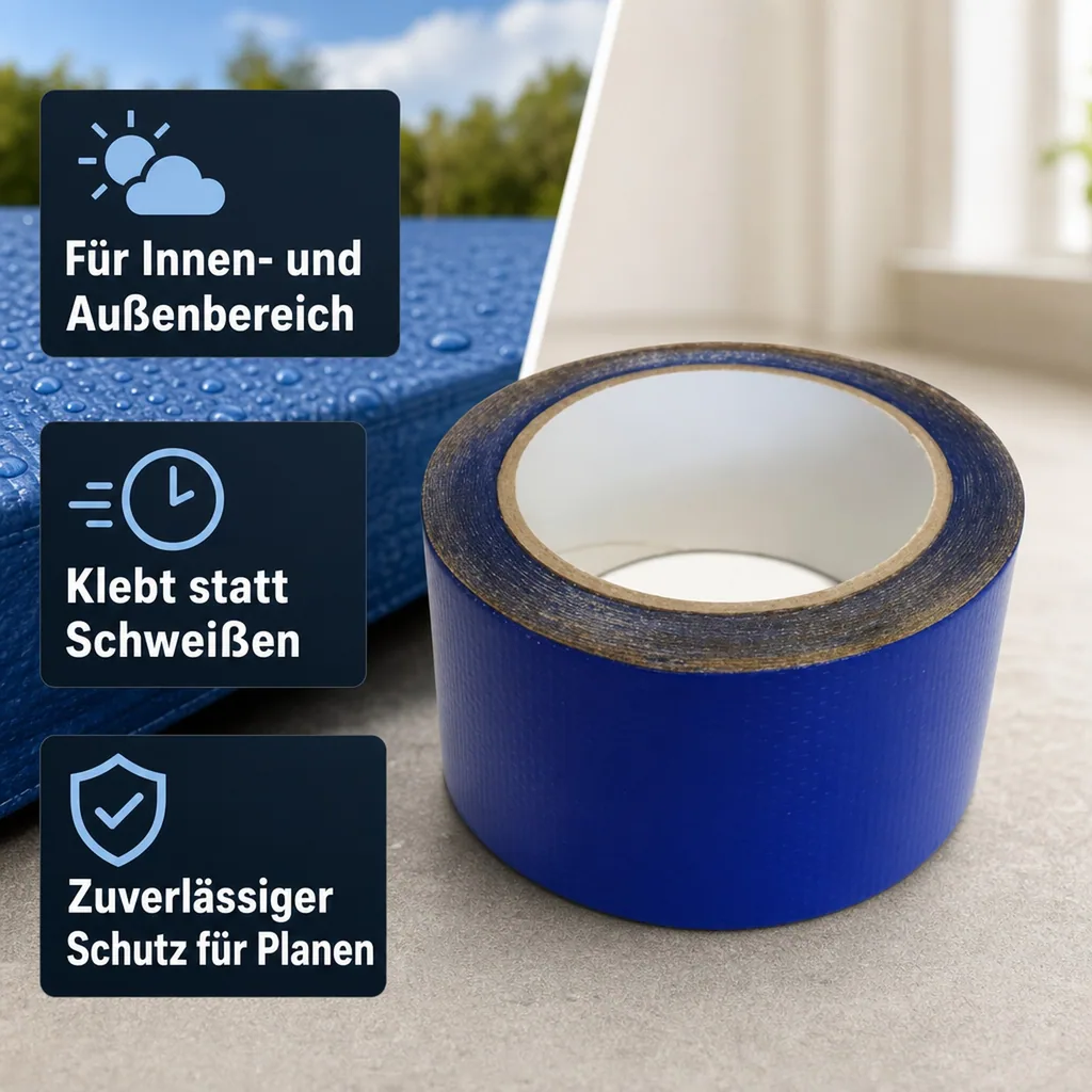 PVC Klebeband, 5m, blau, reißfestes Klebeband, für PVC Planen