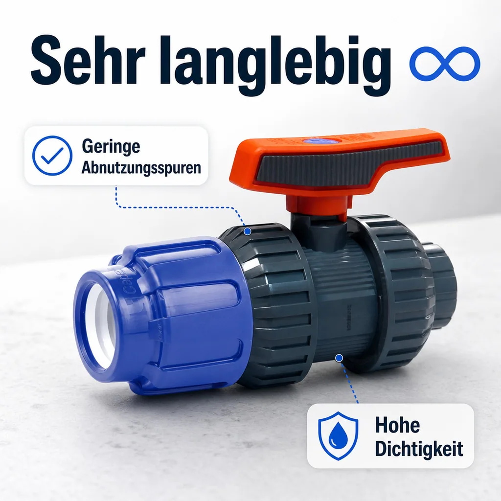 PP PE Rohr Verschraubung Kugelhahn 32 x 1" IG