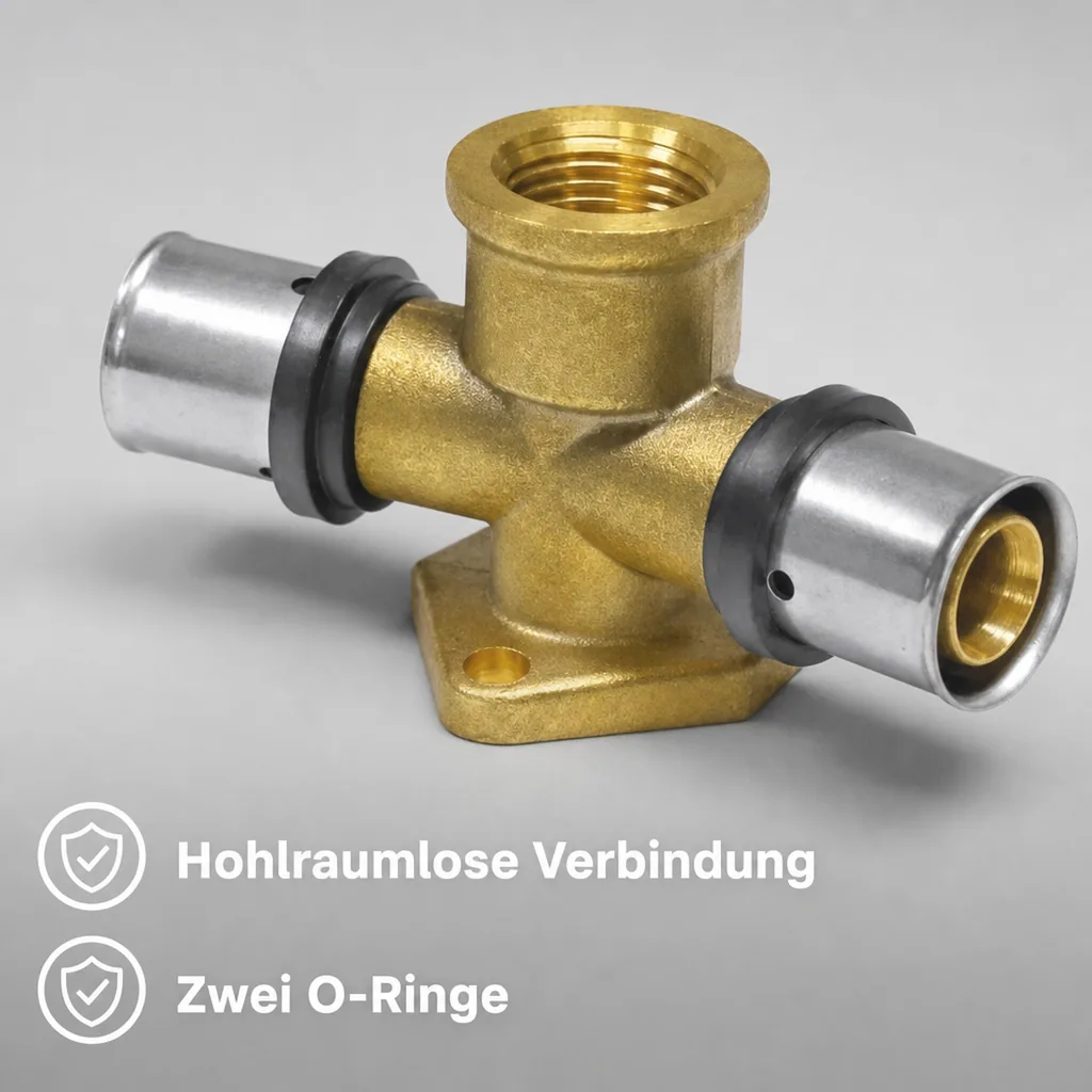 Pressfitting Wandwinkel Doppelt gerade 16 x 2 - 1/2" IG - 16 x 2
