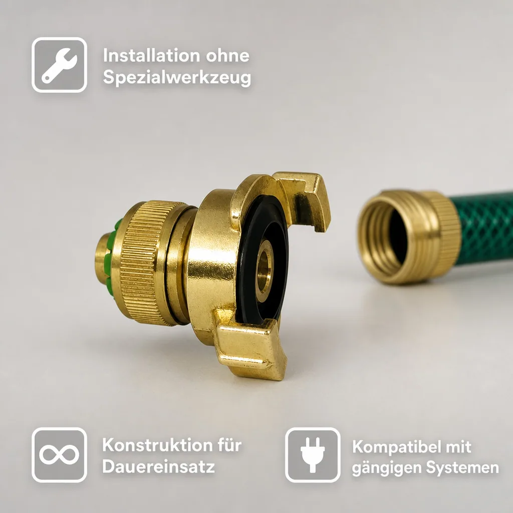 Schlauch Schnellkupplung Messing, 1/2 Zoll, Klauenkupplung