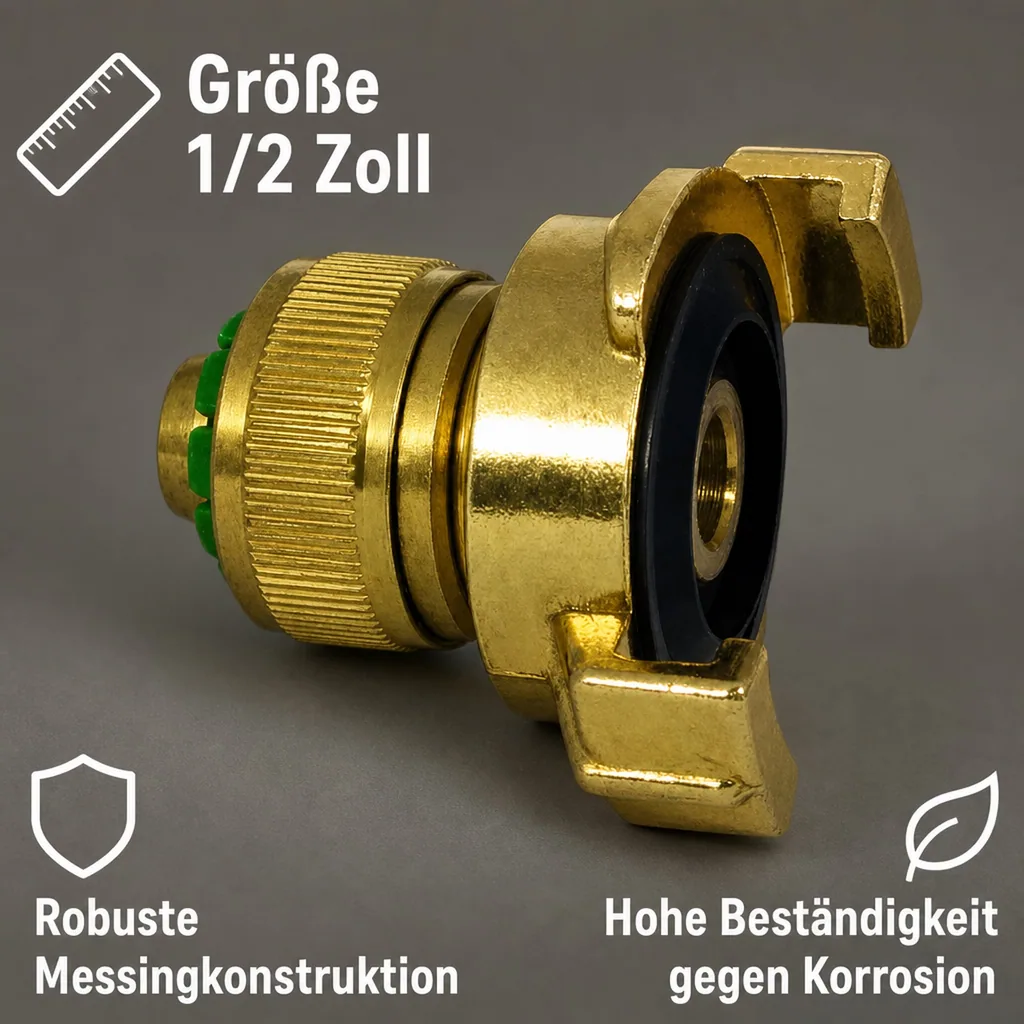 Schlauch Schnellkupplung Messing, 1/2 Zoll, Klauenkupplung