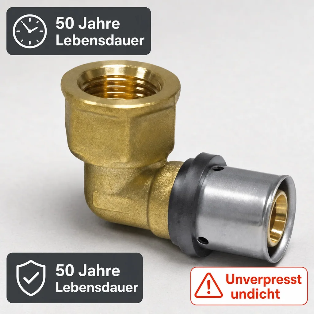 Pressfitting Winkel, Übergangswinkel 16mm, Made in Germany