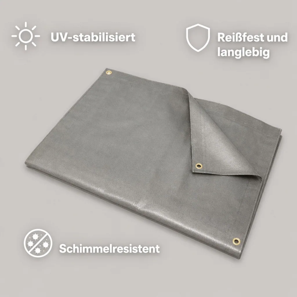 Abdeckplane 280 g/m², grau 4x5 (20m²), wasserdicht, reißfest, UV-beständig