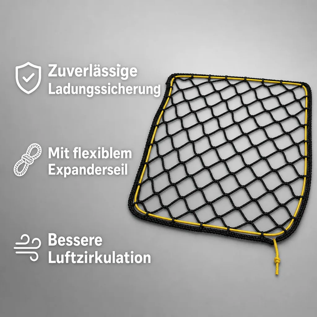Abdecknetz Anhänger, Ladungssicherungsnetz 3x3,5m, knotenlos, mit Expanderseil