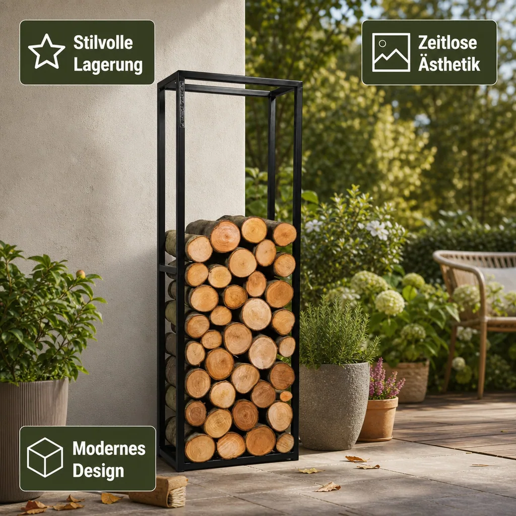 Kaminholzregal Stahl, Brennholzregal, 120x40x20cm, Holzlager Kamin