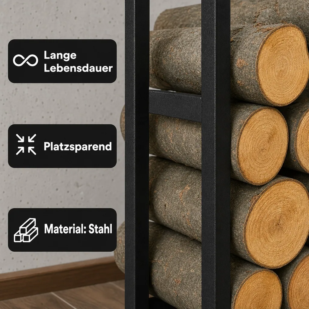 Kaminholzregal Stahl, Brennholzregal, 120x40x20cm, Holzlager Kamin