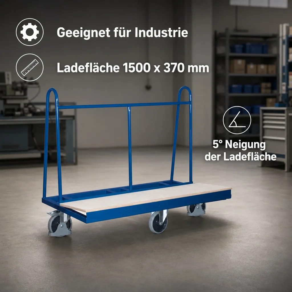 Plattenwagen, Holzladefläche, 500kg Traglast, 1500x680mm