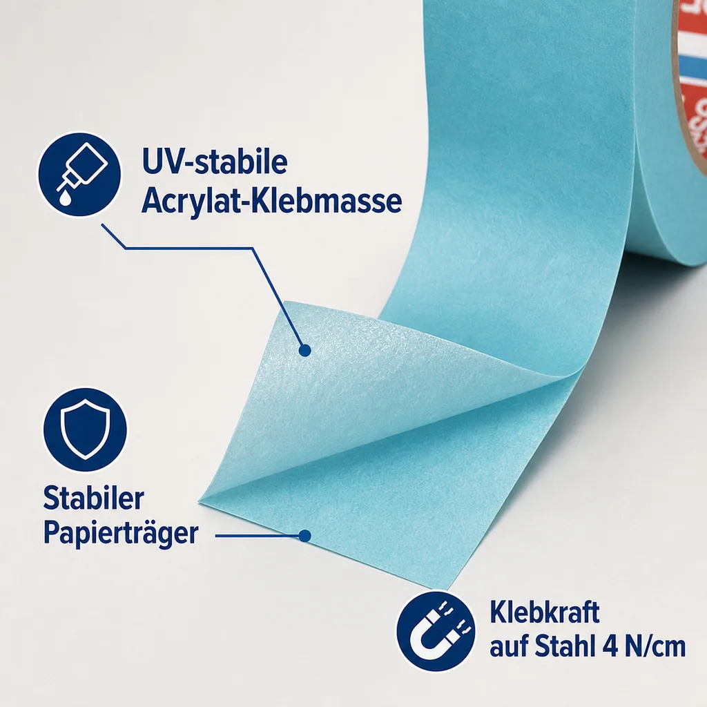 tesa tesakrepp 4438 UV Oberflächenschutzband 25 mm x 50 m (blau)