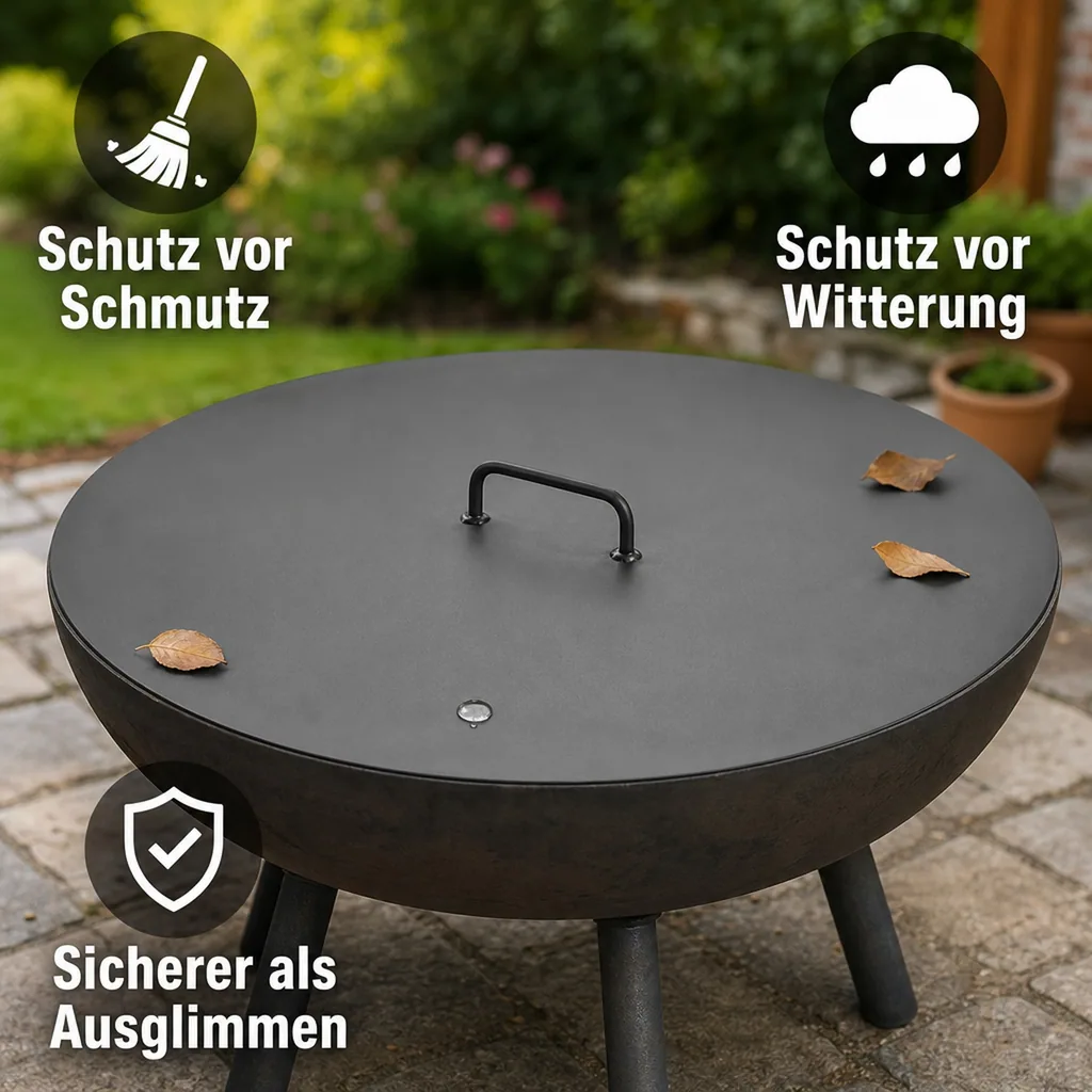 Feuerschale Abdeckung 70,5cm, Deckel für Feuerstelle, Zubehör