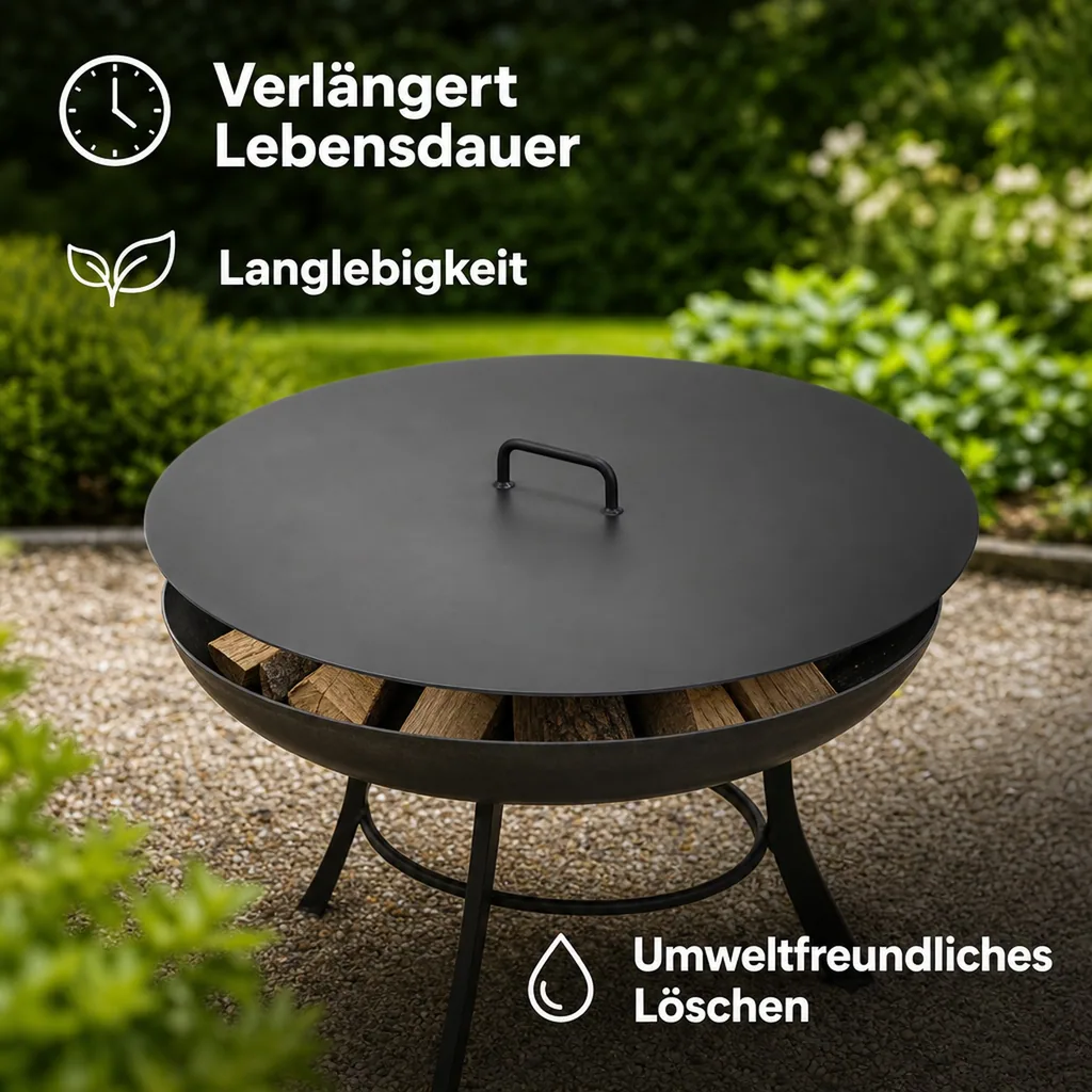 Feuerschale Abdeckung 70,5cm, Deckel für Feuerstelle, Zubehör