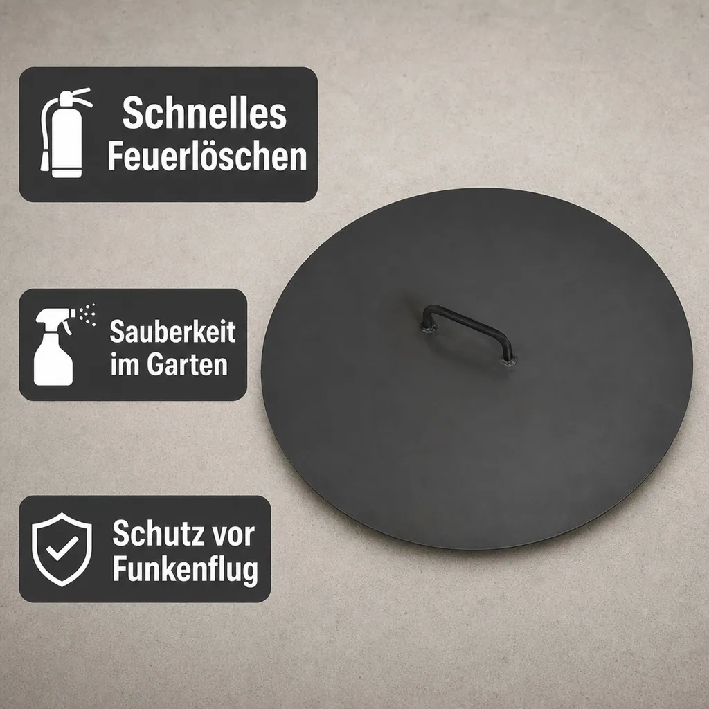 Feuerschale Abdeckung 70,5cm, Deckel für Feuerstelle, Zubehör