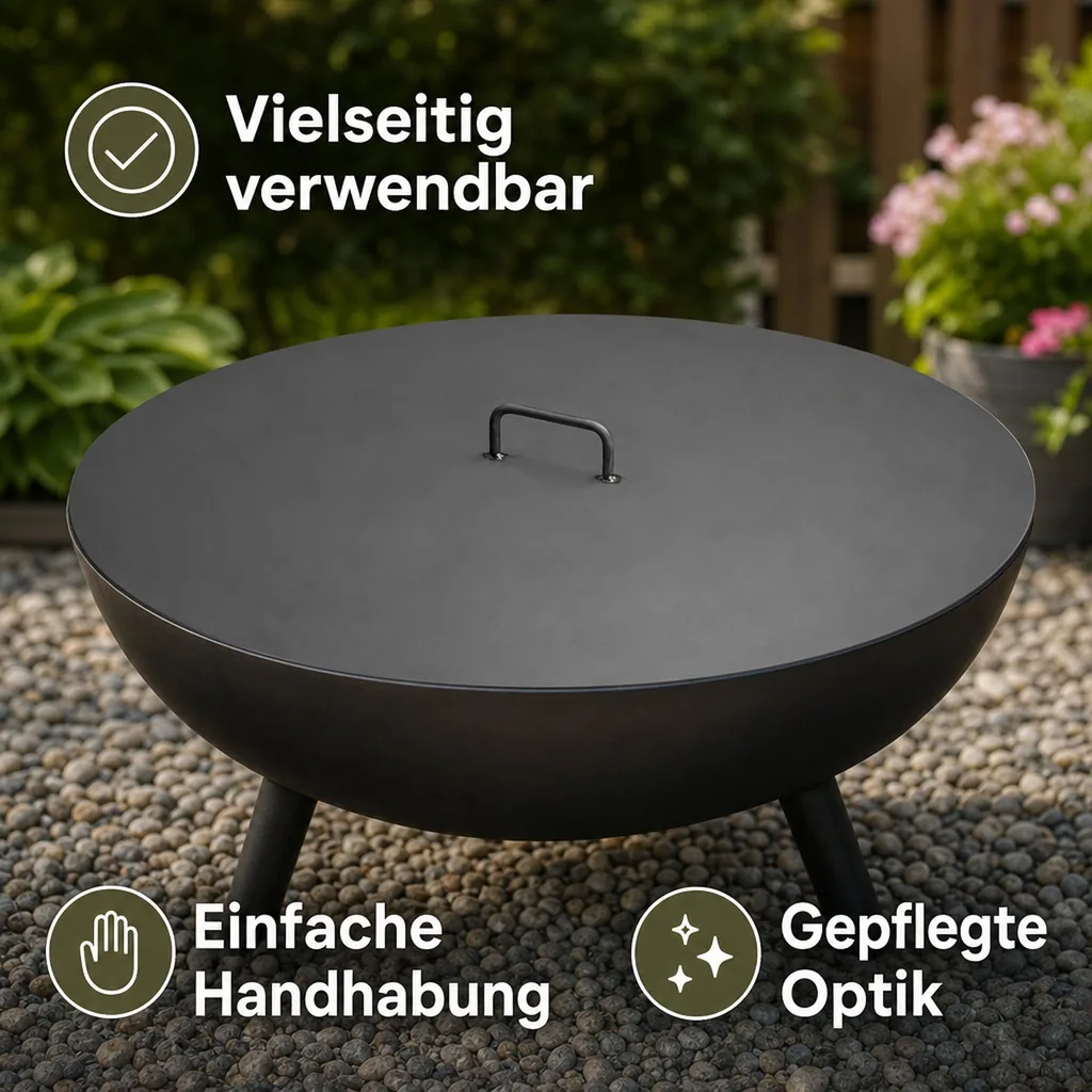 Feuerschale Abdeckung 70,5cm, Deckel für Feuerstelle, Zubehör