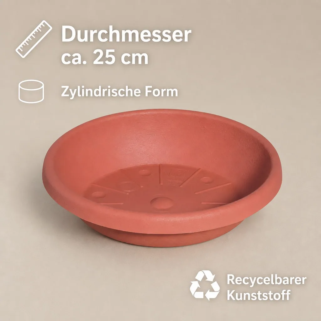 Blumentopfuntersetzer, Pflanzuntersetzer CYLINDRO, ca. Ø 25cm, terrakotta, Kunststoff