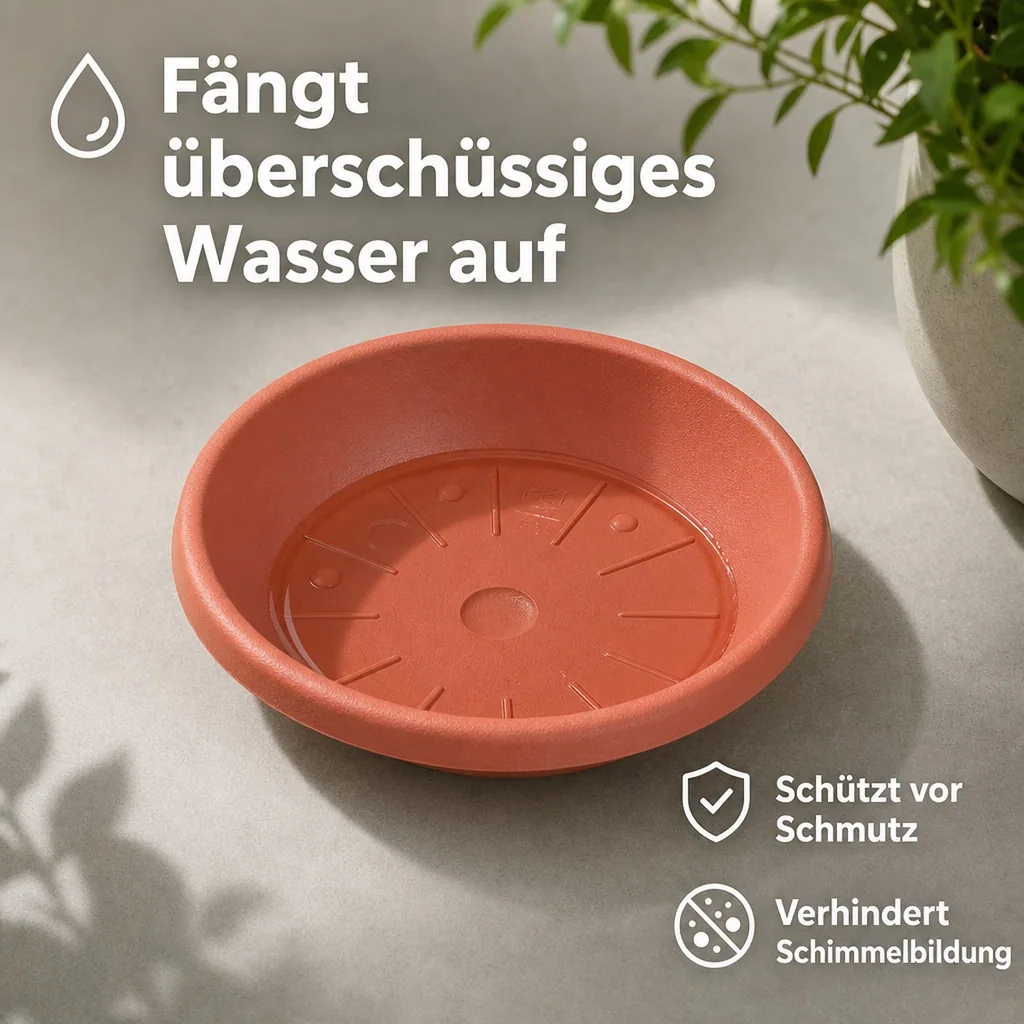 Blumentopfuntersetzer, Pflanzuntersetzer CYLINDRO, ca. Ø 25cm, terrakotta, Kunststoff