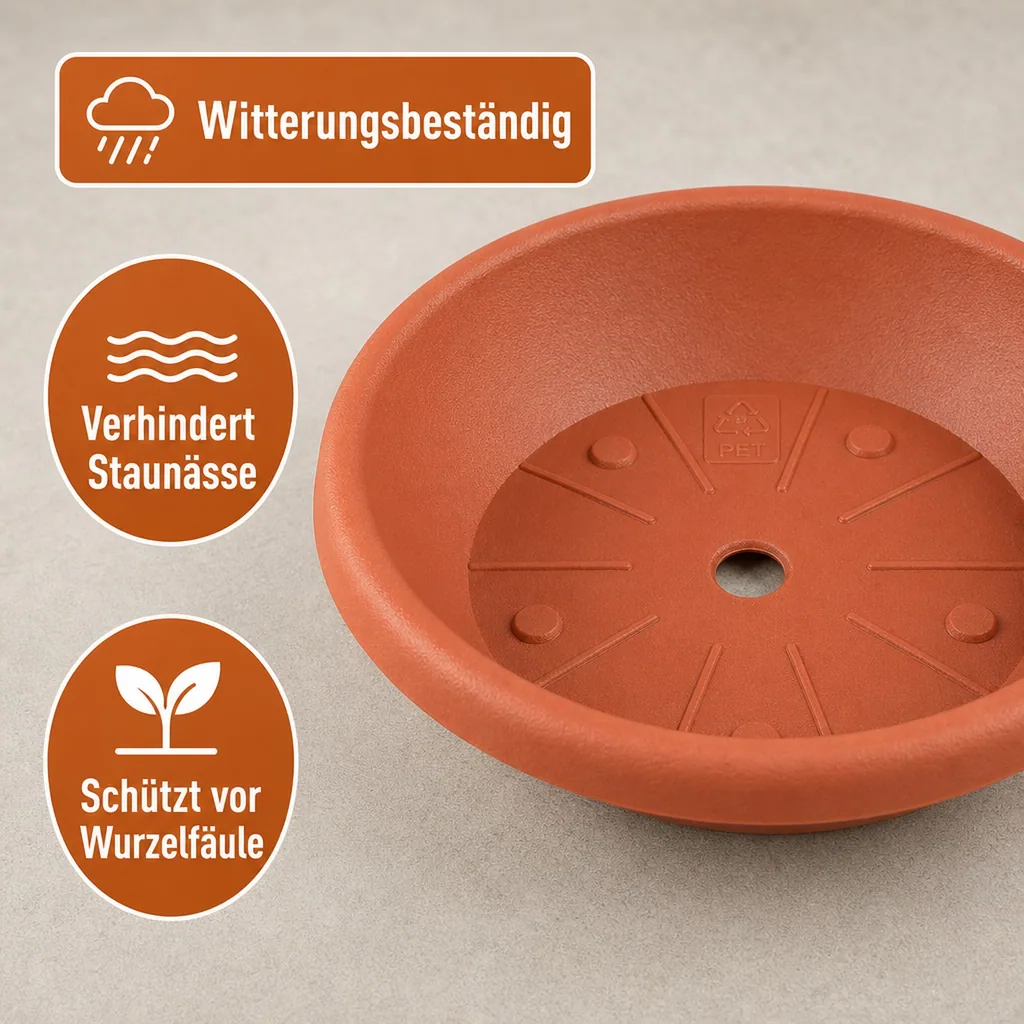 Blumentopfuntersetzer, Pflanzuntersetzer CYLINDRO, ca. Ø 25cm, terrakotta, Kunststoff