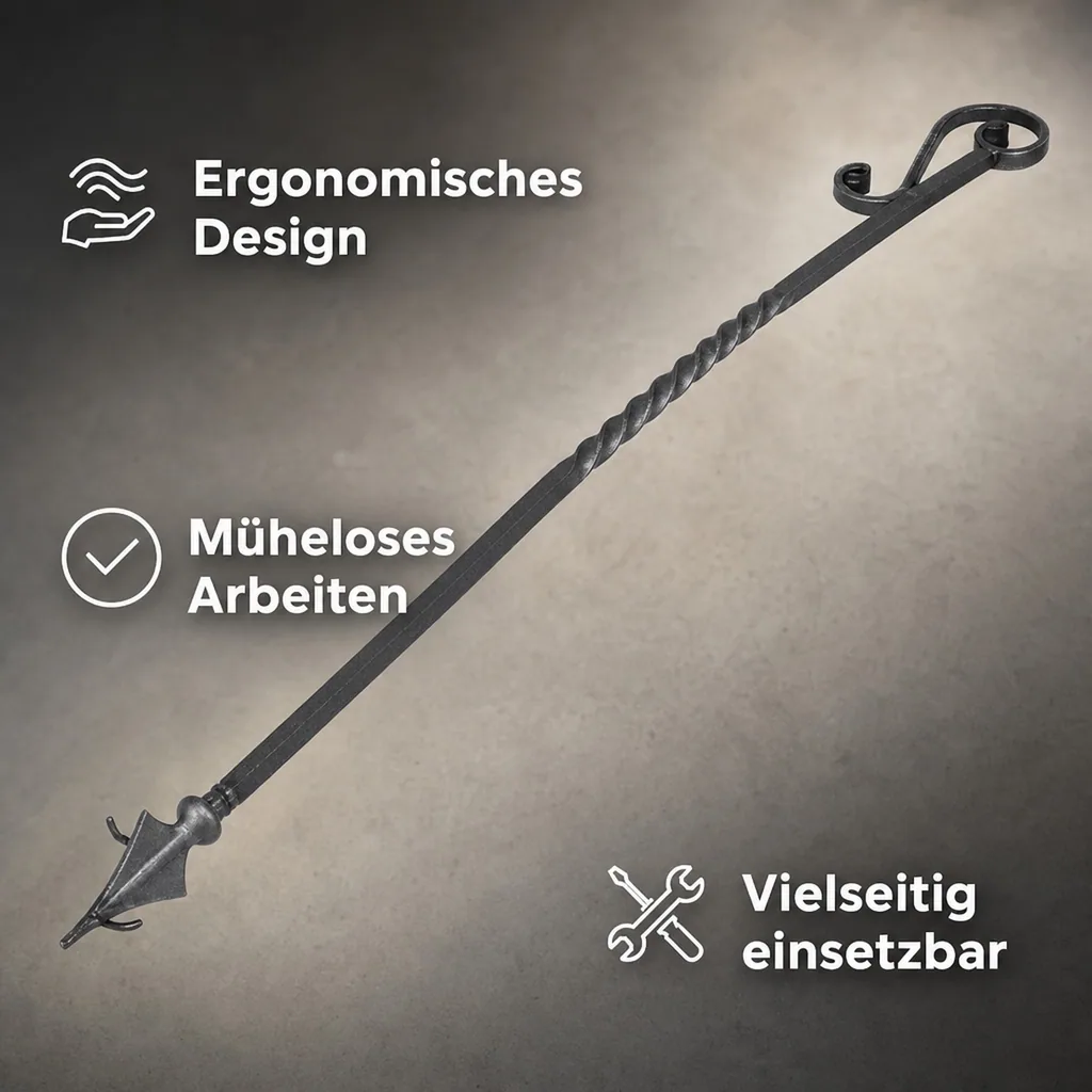 Feuerschale Zubehör, Schürhaken, Grillhaken, 100cm, Naturstahl