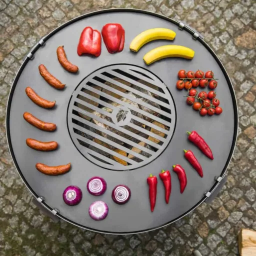 Grillplatte für Feuerschale, Edelstahl, 98 cm + Rost 46 cm