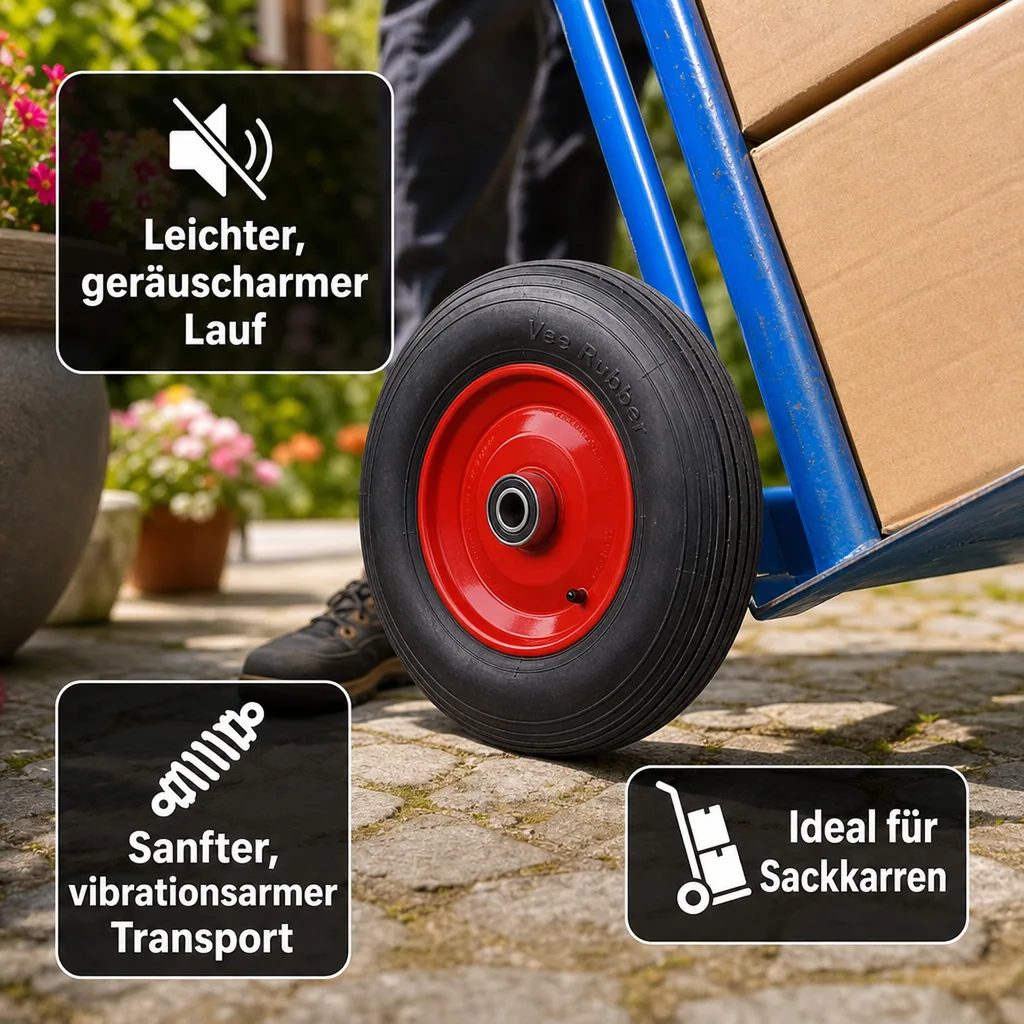 Luftrad 400x100, Rad für Sackkarre, 25mm Achse, Stahlfelge