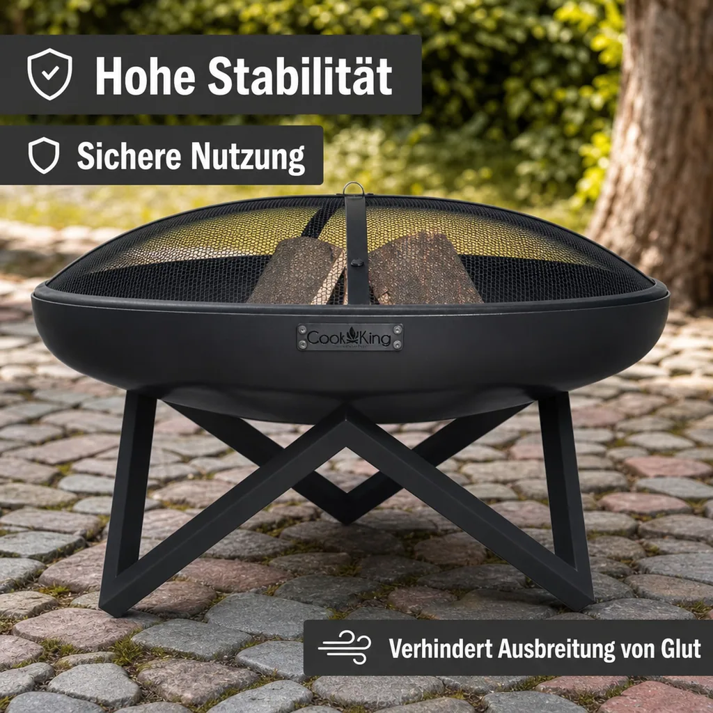 Feuerschale 80 cm, Stahl Feuerschale, Garten Feuerstelle