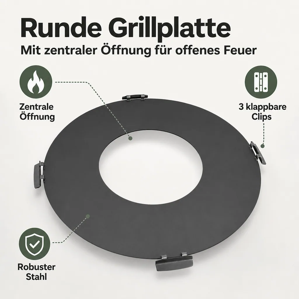 Grillplatte Feuerschale 98 cm, Stahl, Grillzubehör