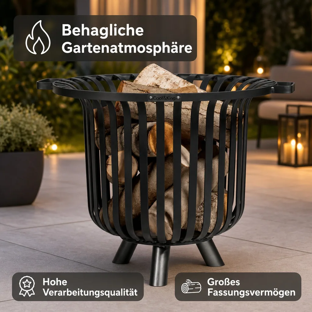 Feuerkorb Garten, Feuerstelle, Stahl, 60cm