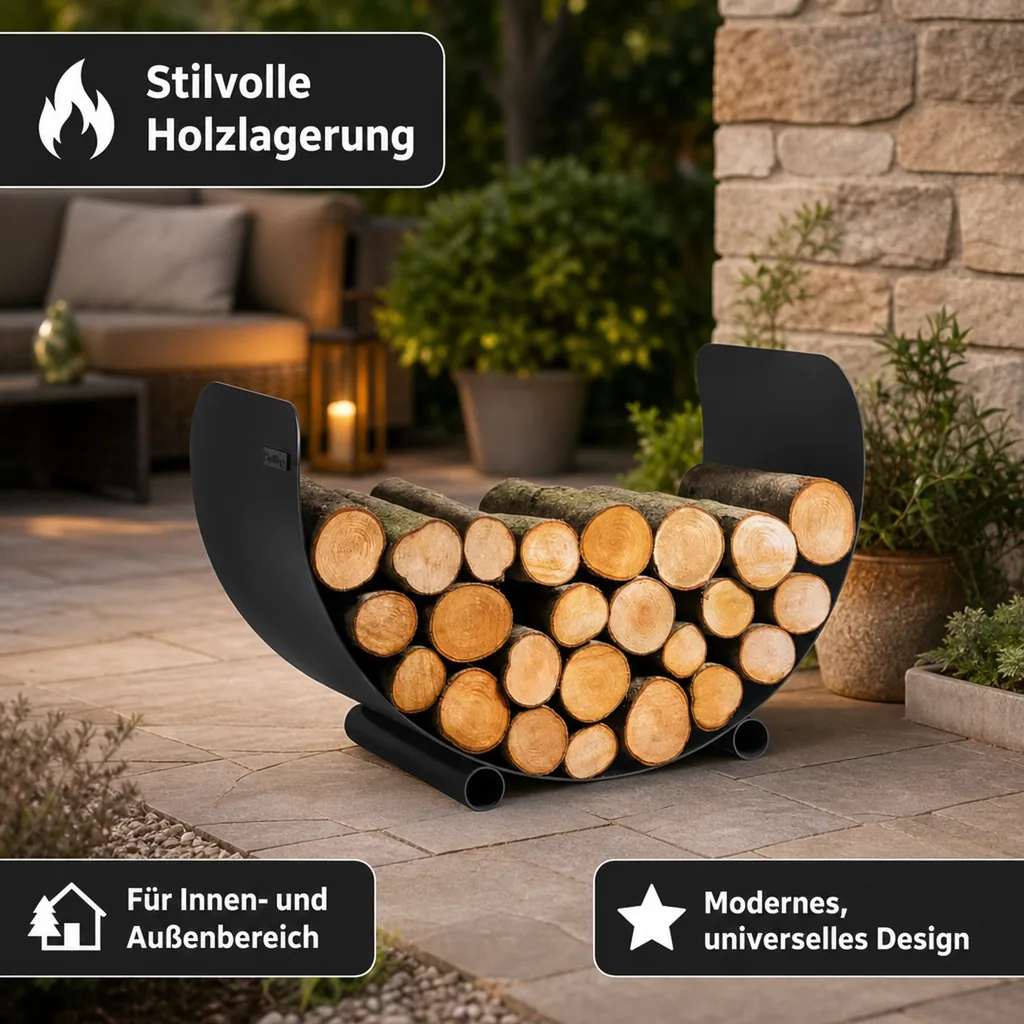 Kaminholzregal Stahl, Brennholzregal, Holzstapelhilfe, 70x45cm