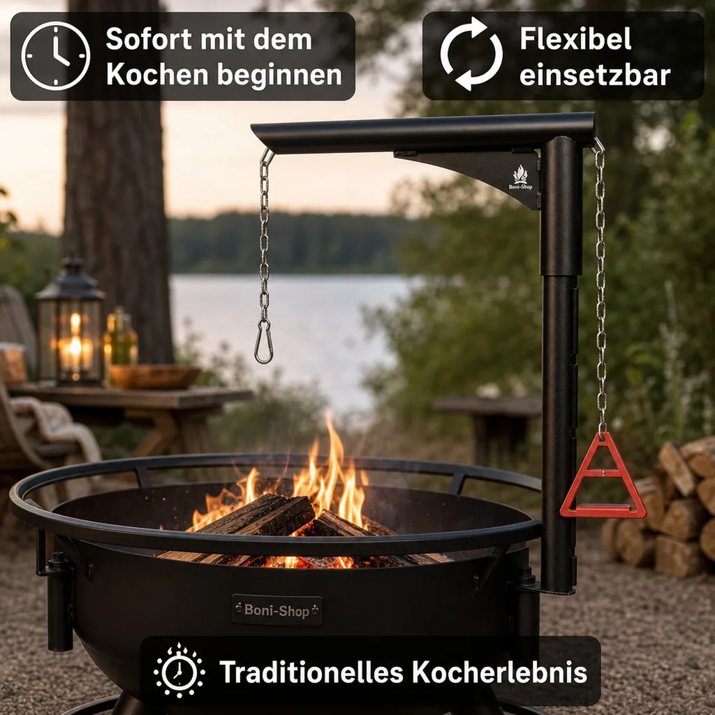 Feuerschale Wok Kesselhalter, Feuerstelle Zubehör, Naturstahl