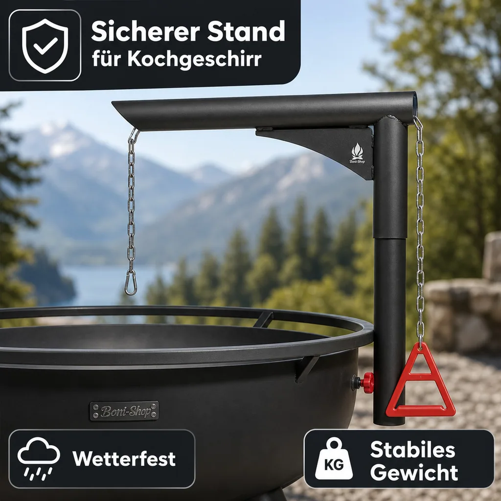 Feuerschale Wok Kesselhalter, Feuerstelle Zubehör, Naturstahl