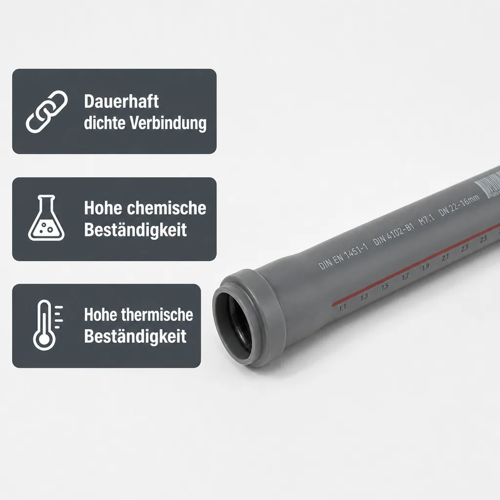 HT Rohr DN40, Abwasserrohr 40mm, HTsafeEM Rohr
