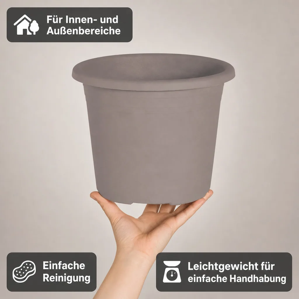 Blumentopf CYLINDRO ca. 30 cm, 9,5 Liter, taupe