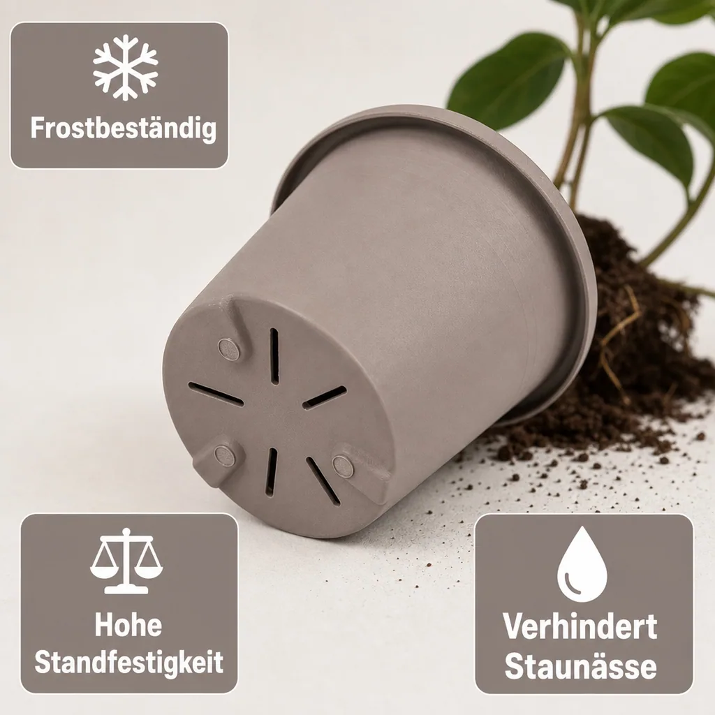 Blumentopf CYLINDRO ca. Ø 12 cm, 0,6 Liter - taupe