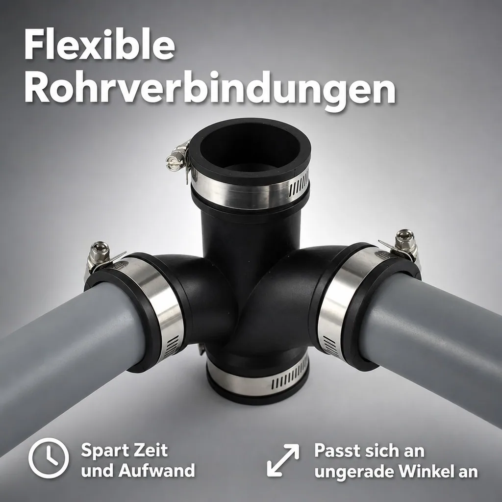 PVC Fittings, T-Stück 2"/63mm, flexible Rohrverbinder, PVC Verbinder
