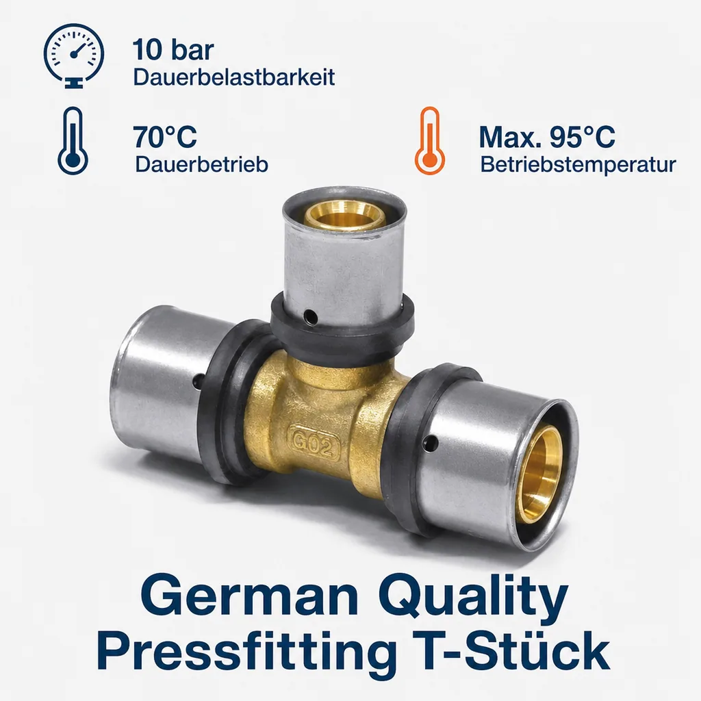 Pressfitting T-Stück Seite reduziert 26 x 3 - 16 x 2 - 20 x 2