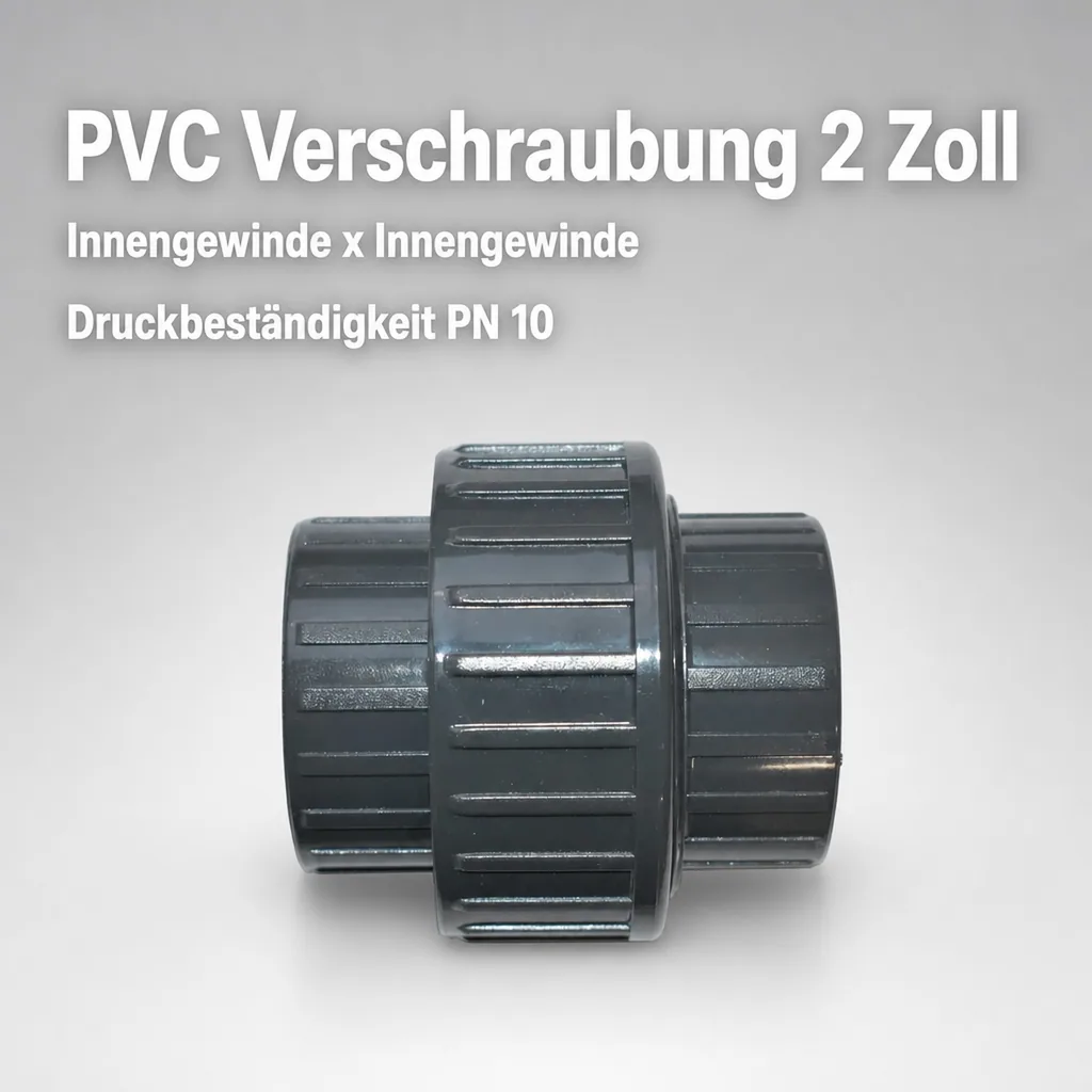 PVC Verschraubung 2 Zoll, PVC Fitting, Rohrverbinder, IG x IG