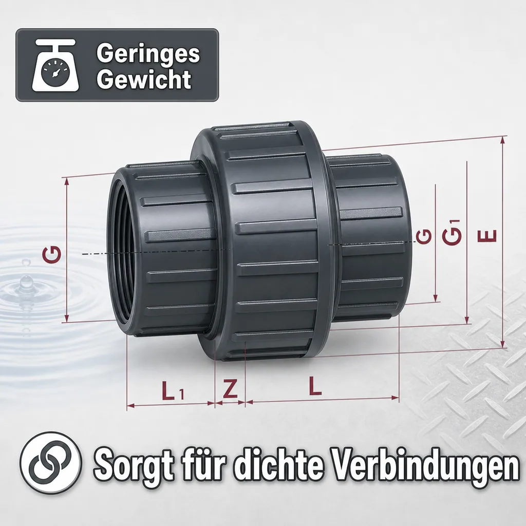 PVC Verschraubung 2 Zoll, PVC Fitting, Rohrverbinder, IG x IG