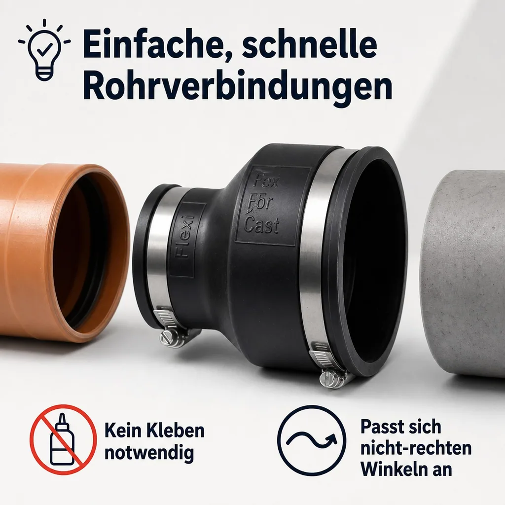 Flexible Kupplung, Rohrverbinder reduziert 110 x 90 mm