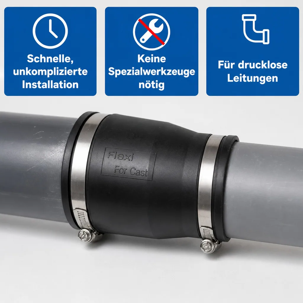 Flexible Kupplung, Rohrverbinder reduziert 110 x 90 mm