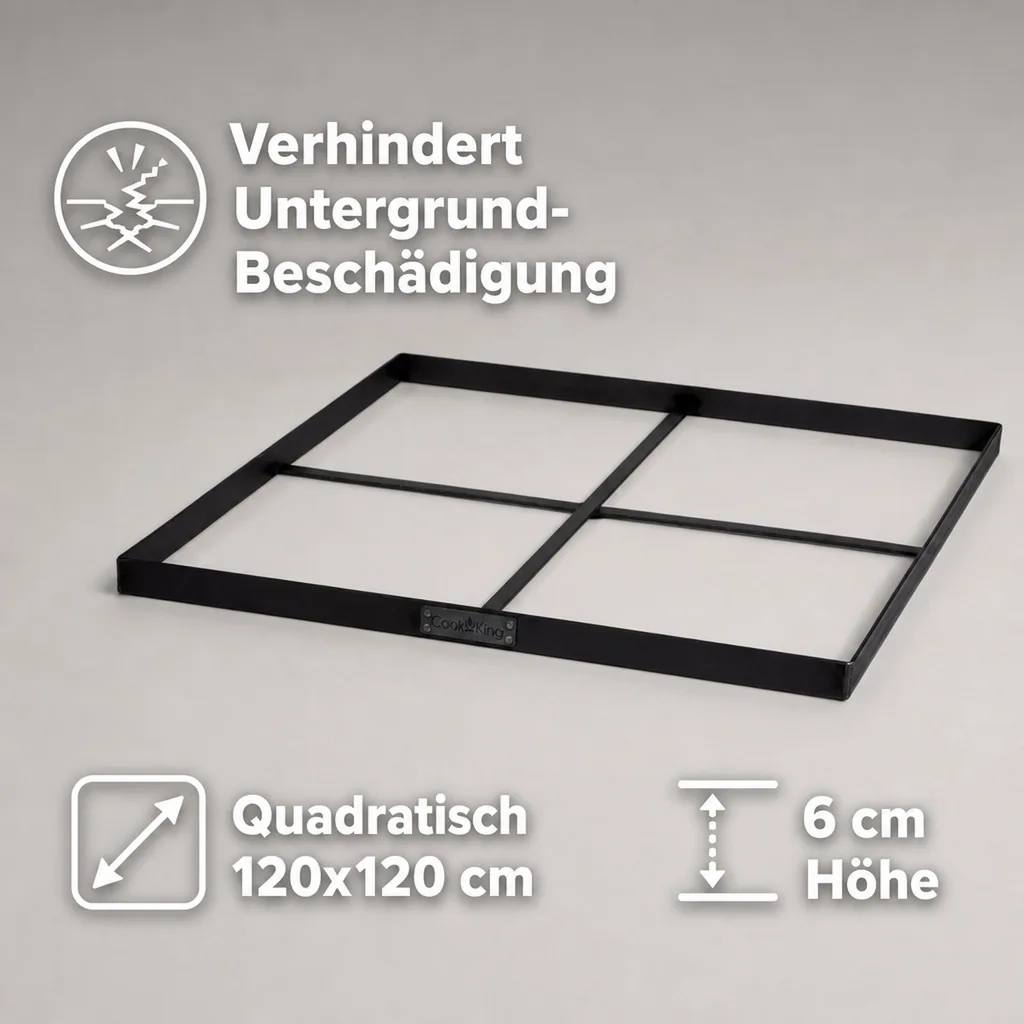 Feuerschalen Unterlage, Feuerstelle Unterlage, quadratisch 120x120 cm